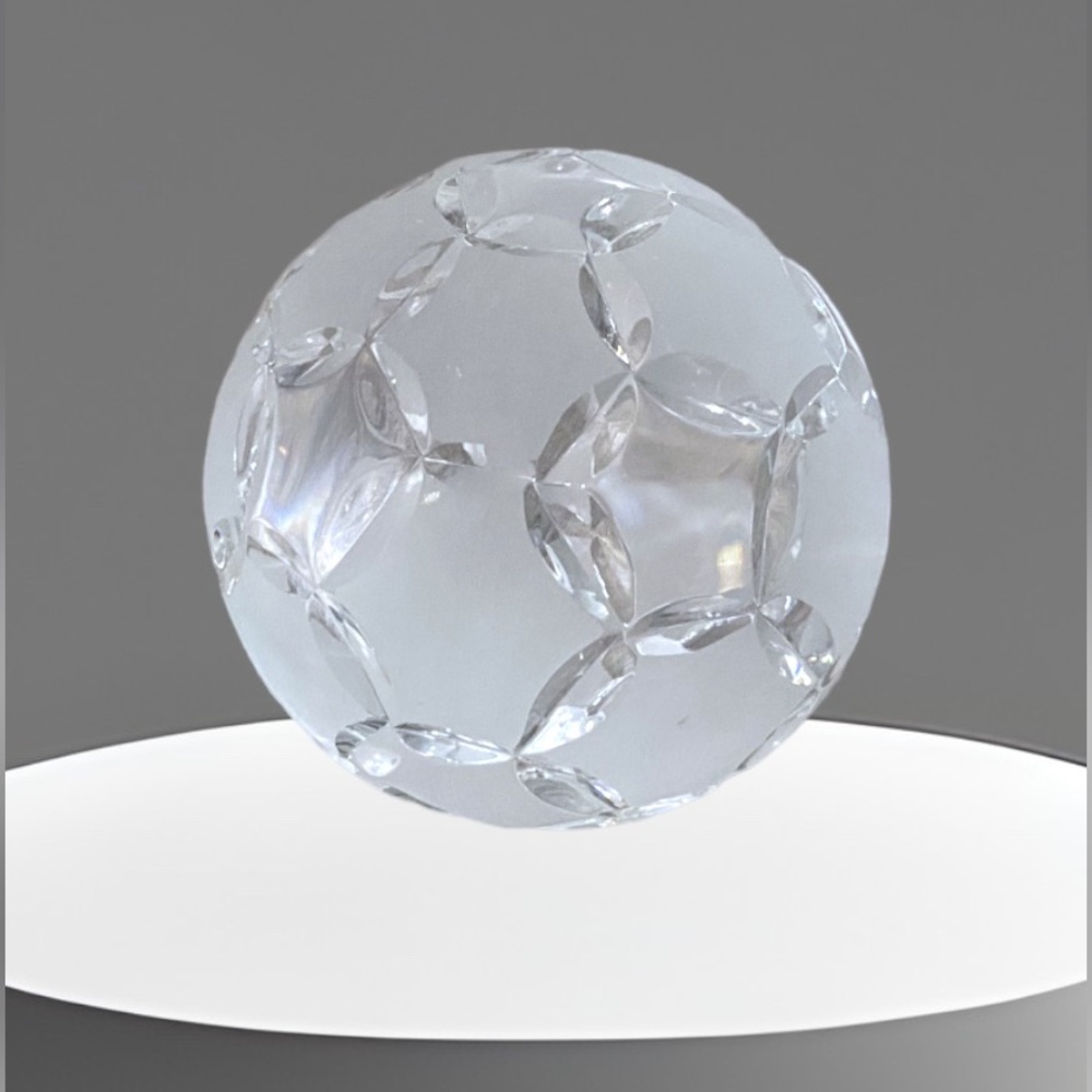 Vintage Polish Lead Crystal Geometric Sphere Paperweight